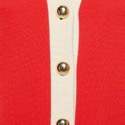 Pre Owned Gucci Red Interlocking G Wool Knit Button Front Cardigan M