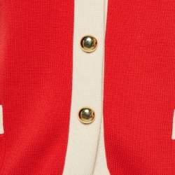 Pre Owned Gucci Red Interlocking G Wool Knit Button Front Cardigan M