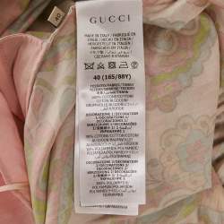 Gucci Pink Printed Silk Blend Ruffled Maxi Dress S