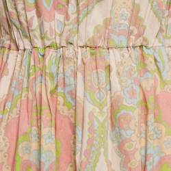 Gucci Pink Printed Silk Blend Ruffled Maxi Dress S