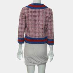 Gucci Pink Silk, Viscose Tweed Metallic Opened Cardigan IT Women 40