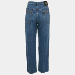 Pre Owned Gucci Blue Washed Denim Straight Leg Jeans L Waist 31"