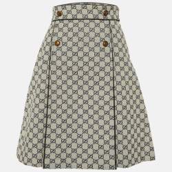 Gucci Ecru GG Jacquard Canvas A-Line Skirt S
