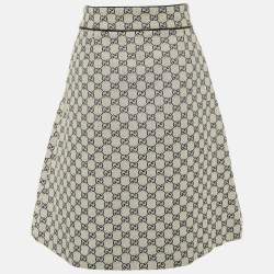 Gucci Ecru GG Jacquard Canvas A-Line Skirt S
