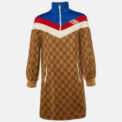 Gucci Brown GG Print Technical Jersey Mini Dress S