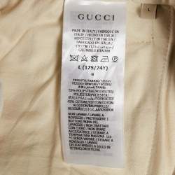 Gucci Khaki Green Logo Print Jersey Button Detail Trackpants L