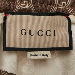 Gucci Khaki Green Logo Print Jersey Button Detail Trackpants L