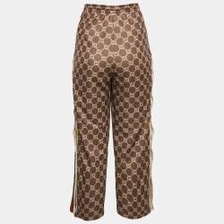 Gucci Khaki Green Logo Print Jersey Button Detail Trackpants L