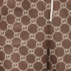Gucci Khaki Green Logo Print Jersey Button Detail Trackpants L