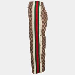Gucci Khaki Green Logo Print Jersey Button Detail Trackpants L