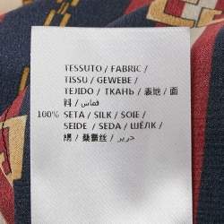 Pre Owned Gucci Multicolor Printed Silk Tie-Up Neck Button Front Blouse XS