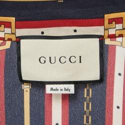 Pre Owned Gucci Multicolor Printed Silk Tie-Up Neck Button Front Blouse XS