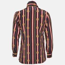 Pre Owned Gucci Multicolor Printed Silk Tie-Up Neck Button Front Blouse XS