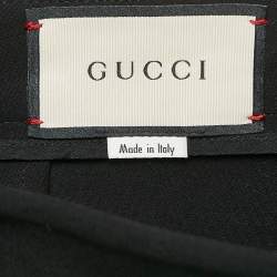Pre Owned Gucci Black Cotton Blend Zip Detail Contrast Trimmed Skinny M