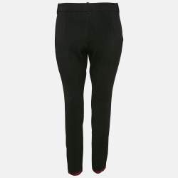 Pre Owned Gucci Black Cotton Blend Zip Detail Contrast Trimmed Skinny M