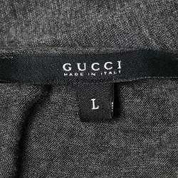 Gucci Dark Grey Jersey Sequin Detail Neck Full Sleeve Top L