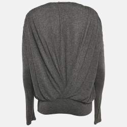 Gucci Dark Grey Jersey Sequin Detail Neck Full Sleeve Top L