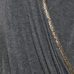 Gucci Dark Grey Jersey Sequin Detail Neck Full Sleeve Top L