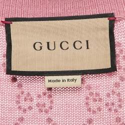 Gucci Pink Studded Wool Button Front Cardigan M