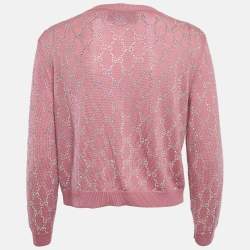 Gucci Pink Studded Wool Button Front Cardigan M