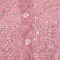 Gucci Pink Studded Wool Button Front Cardigan M
