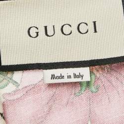 Gucci Cream/Multicolor Floral Print Linen Asymmetric Midi Dress M
