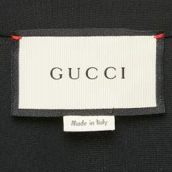Gucci Black Jersey Web Stripe Detail Ruffled Short Dress XL