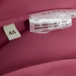 Gucci Pink Silk Contrast Trim Detail Ruffled Blouse L