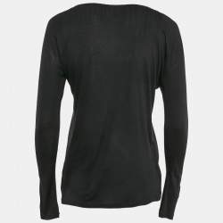 Gucci Black Jersey Neck Tie-Up Detail Full Sleeve Top S