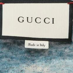 Pre Owned Gucci Multicolor Printed Linen Knit Top XS