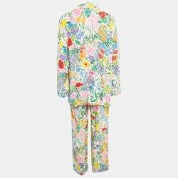 Gucci X Ken Scott Multicolor Silk Floral Print Top and Wide Leg Pants S