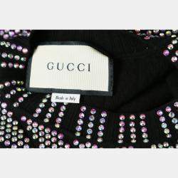 مم�لوكة مسبقًا Gucci Multicolor Crystal Embroidered Rib Knit Dress M