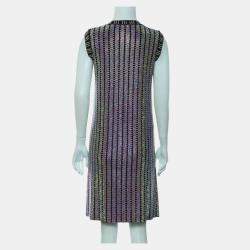 مملوكة مسبقًا Gucci Multicolor Crystal Embroidered Rib Knit Dress M