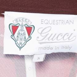 Pre Owned فستان غووتشي جيرسيه مطبوع أحمر داكن بطول الركبة مقاس صغير - سمول