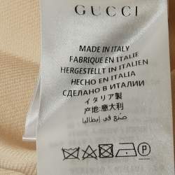 Pre Owned Gucci Cream Logo Print Gabardine Pleated Wool Culottes Trousers S