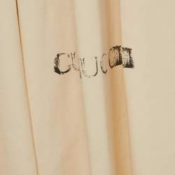 Pre Owned Gucci Cream Logo Print Gabardine Pleated Wool Culottes Trousers S