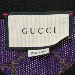 Gucci Black/Purple GG Sequin Embroidered Rib Knit Sweater Dress S