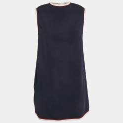 Pre Owned Gucci Navy Blue Crepe Sleeveless Mini Dress S