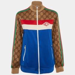 Gucci Blue/Brown GG Print Technical Jersey Blouson S