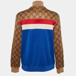 Gucci Blue/Brown GG Print Technical Jersey Blouson S
