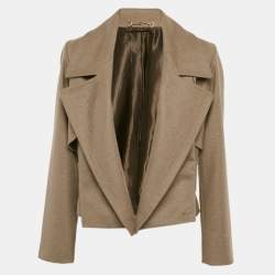 Gucci Green Felt Wool Lapel Collar Jacket S