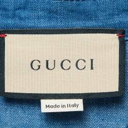 Gucci Blue Denim Web Contrast Trimmed Short Dress L