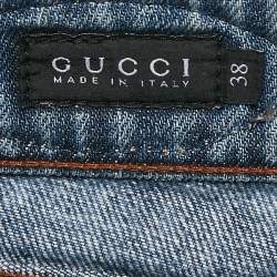 Pre Owned Gucci Blue Washed Denim Straight Leg Jean S Waist 28"