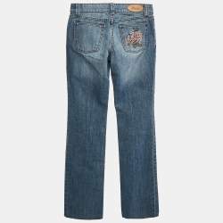 Pre Owned Gucci Blue Washed Denim Straight Leg Jean S Waist 28"