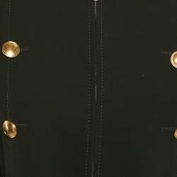 Gucci Black Crepe Zip-Up Button Detail Belted Mid-Length Coat M