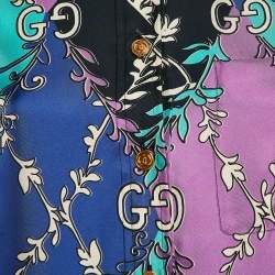 Pre Owned Gucci Multicolor GG Rhombus Print Silk Mini Dress S