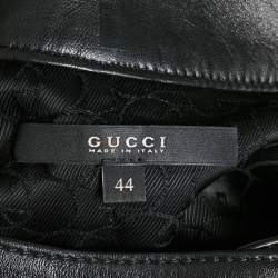 Gucci Black/Brown Wool Leather Trimmed Short Dress M