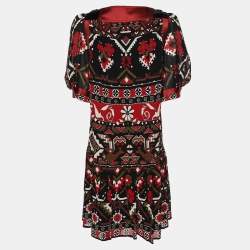 Pre Owned Gucci Multicolor Printed Viscose and Silk Vintage Mini Dress M