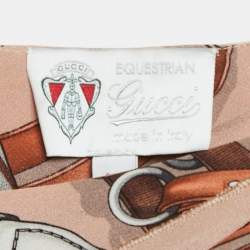 Gucci Equestrian Peach Belt Print Silk Midi Dress S