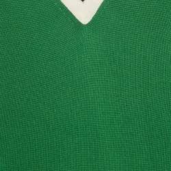 Pre Owned Gucci Green Wool V-Neck Full Sleeve Sweater XS